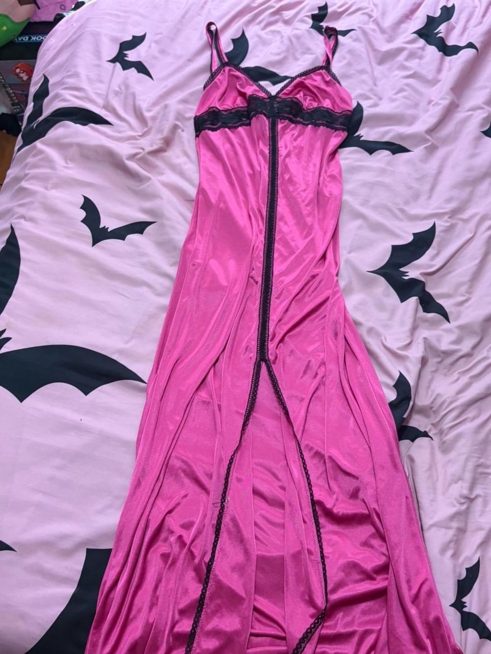 Pink Lace-Trim Slip Dress